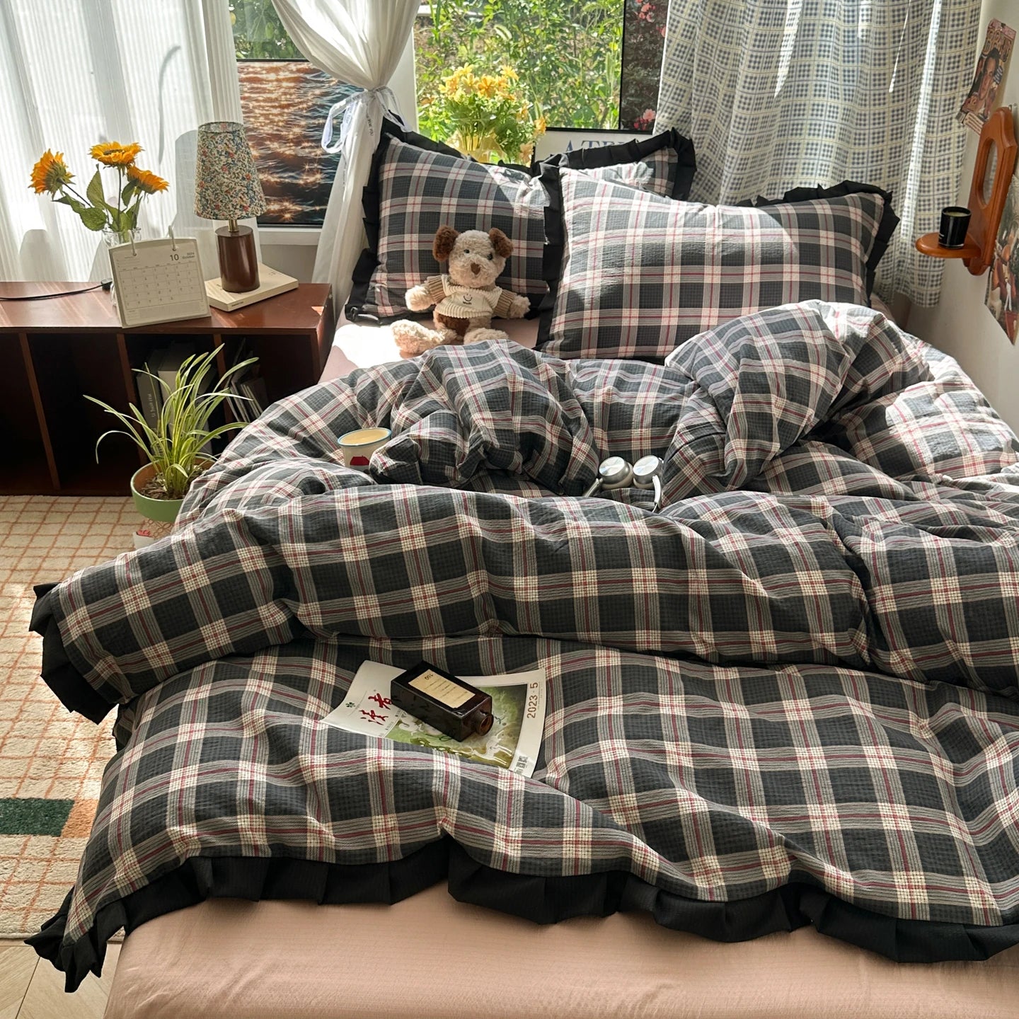 Classic Plaid Double-Yarn Bedding Set